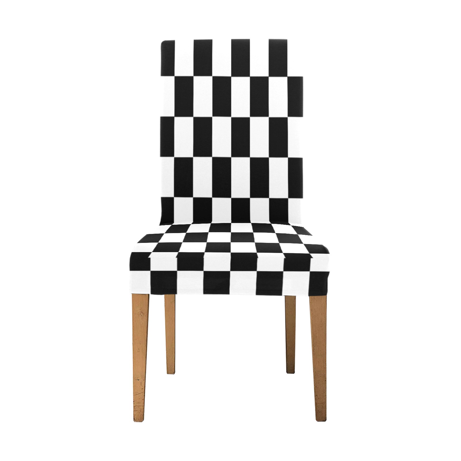 Black White Checker Chair Cover (Pack of 4)