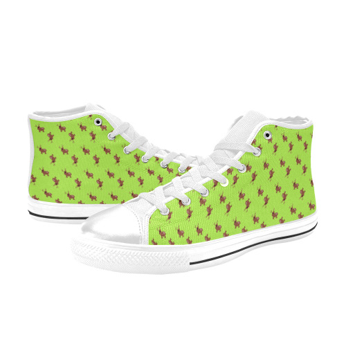 kawaii cute deer green High Top Canvas Shoes for Kid (Model 017)