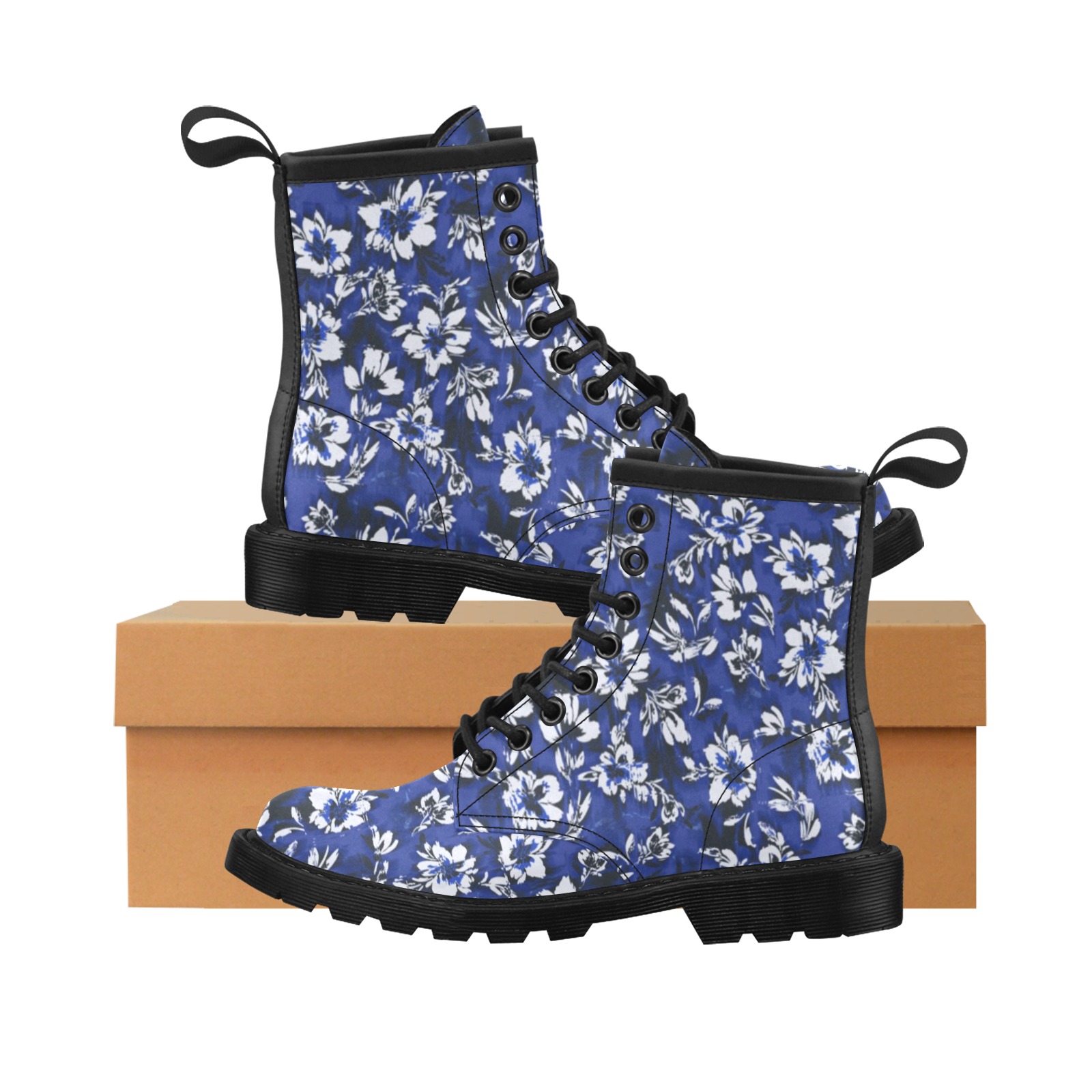 Flowery distortion mosaic Women's PU Leather Boots (Model 402H)