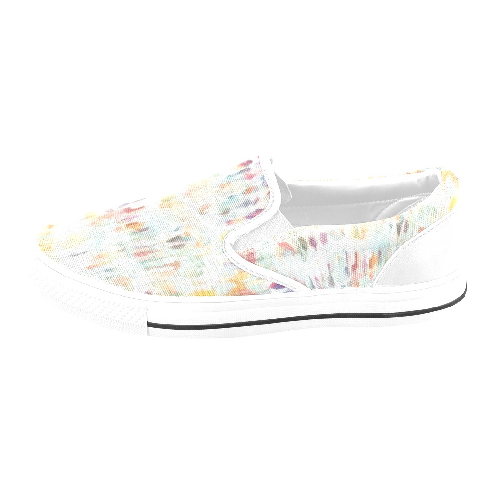Watercolor, pastel color, Women's Slip-on Canvas Shoes (Model 019)
