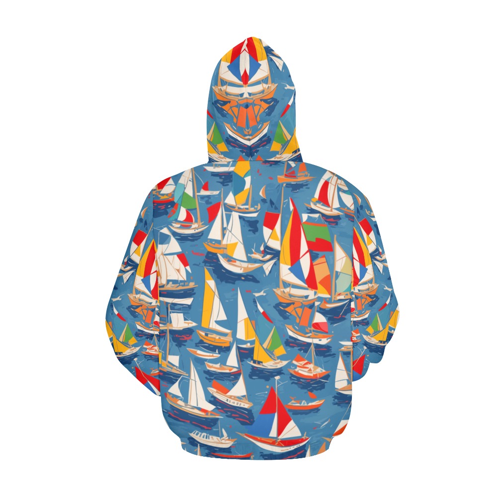 Sailboats. Cool fantasy colorful abstract art. All Over Print Hoodie for Women (USA Size) (Model H13)
