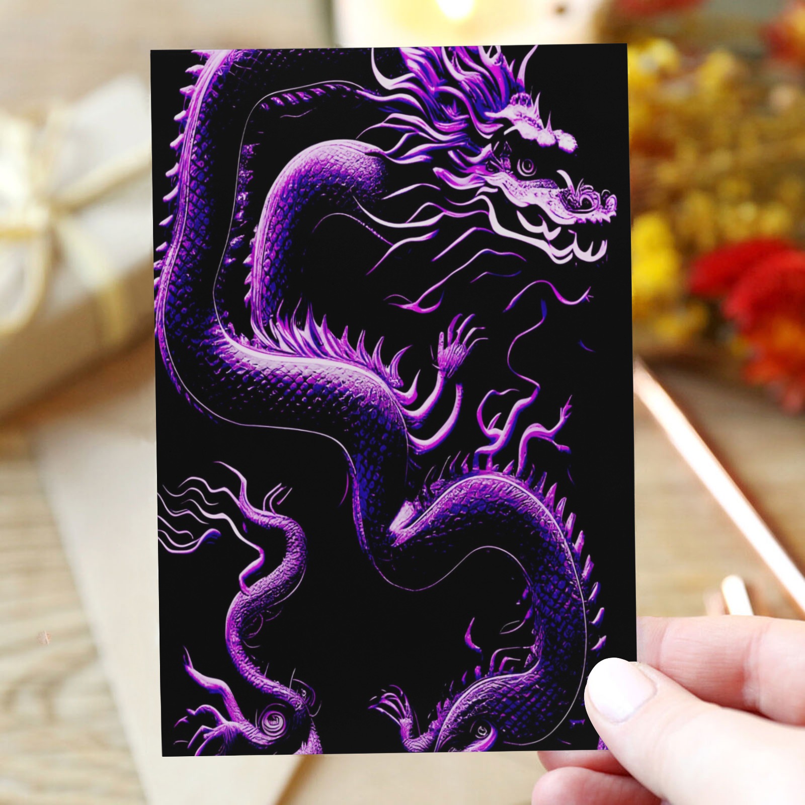 The Dragon Purple Greeting Card 4"x6"