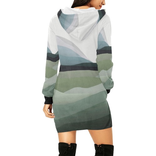 Mountain-simple-modern-94 All Over Print Hoodie Mini Dress (Model H27)