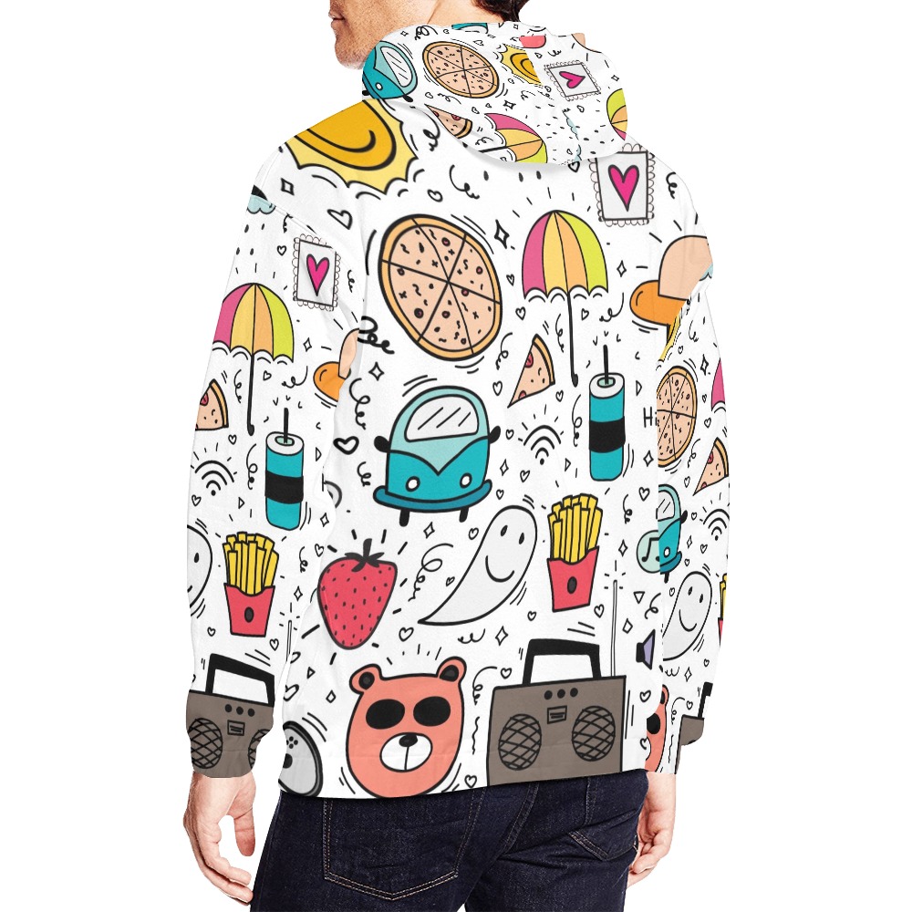 Cartoon doodle Pattern 2 All Over Print Hoodie for Men (USA Size) (Model H13)