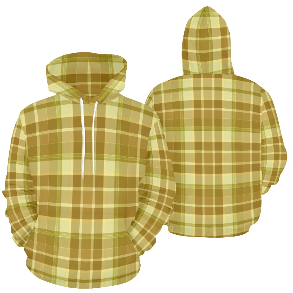 Shades Of Yellow Plaid All Over Print Hoodie for Women (USA Size) (Model H13)
