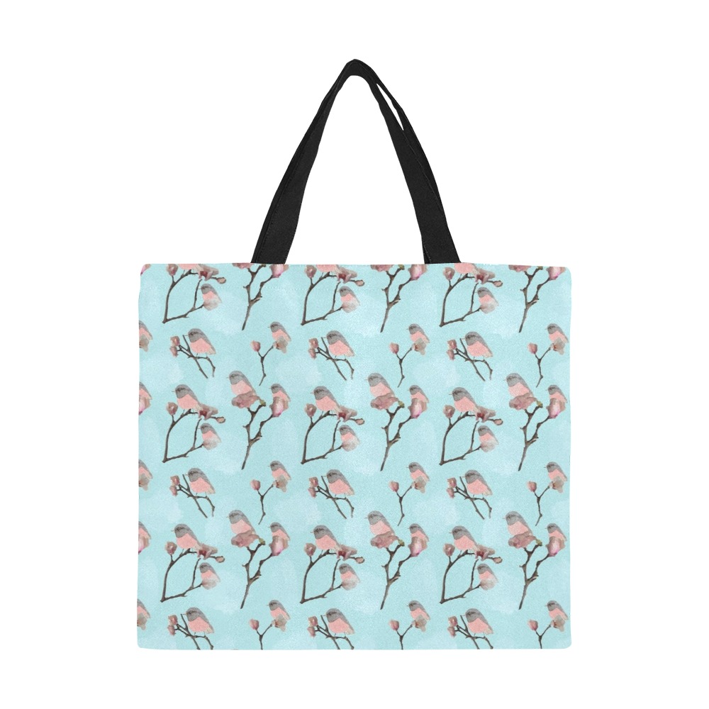 cherry blossom birds All Over Print Canvas Tote Bag/Large (Model 1699)