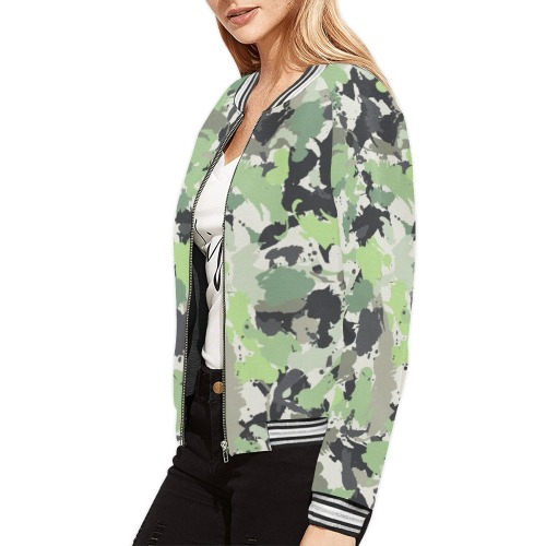 Modern camouflaged texture_01 All Over Print Bomber Jacket for Women (Model H21)