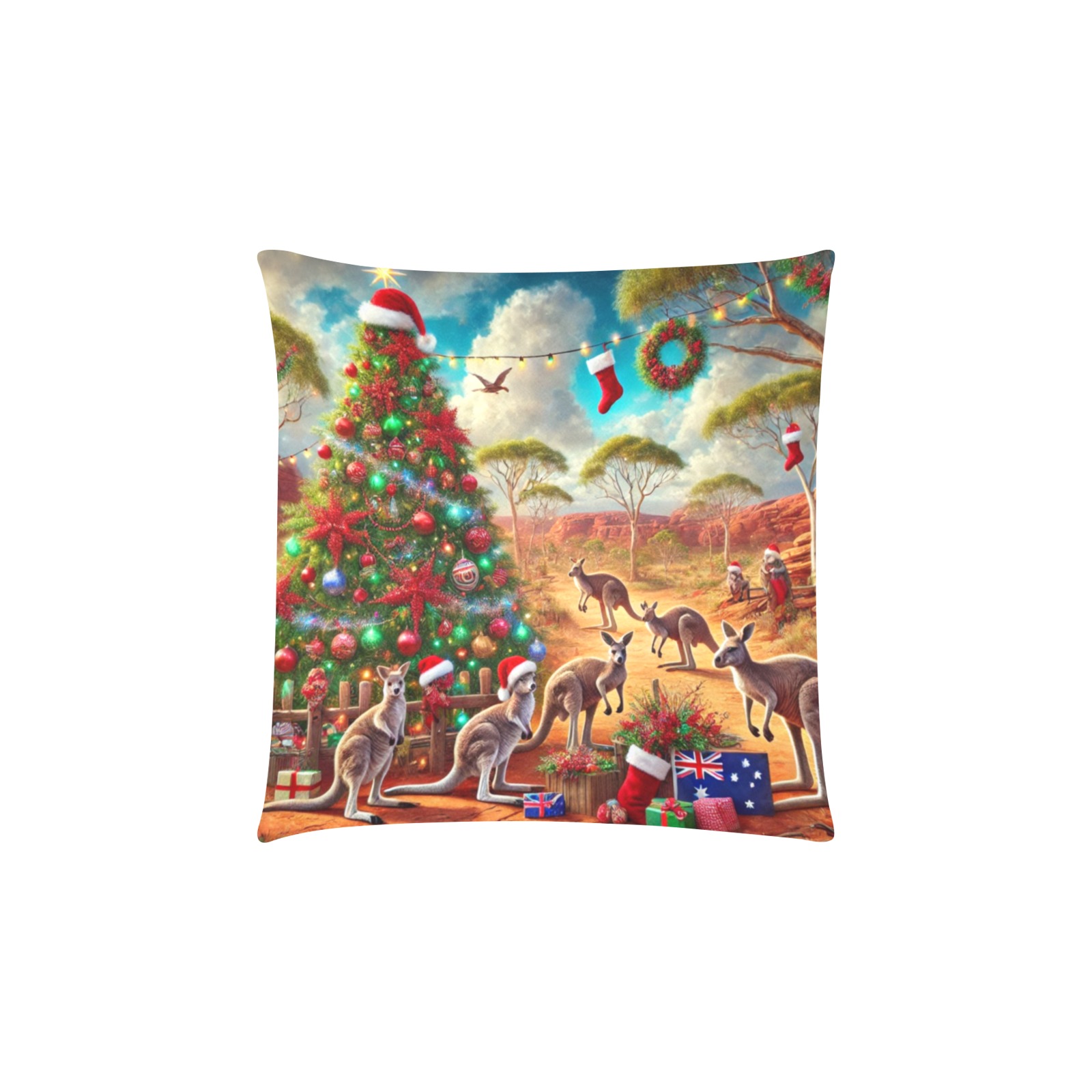 Outback Christmas Custom Zippered Pillow Cases 16"x16" (Two Sides)