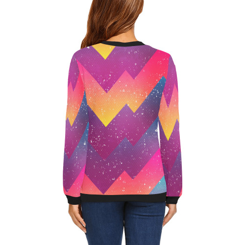 bright geometric seamless pattern with grunge effect_298851920.jpg All Over Print Crewneck Sweatshirt for Women (Model H18)