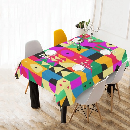 Abstract Modern Garden Cotton Linen Tablecloth 60" x 90"