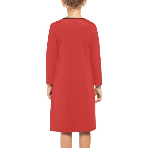 Foxy Roxy Red Girls' Long Sleeve Dress (Model D59)