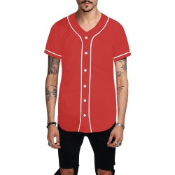 Red Baseball Jersey All Over Print Baseball Jersey for Men (Model T50)