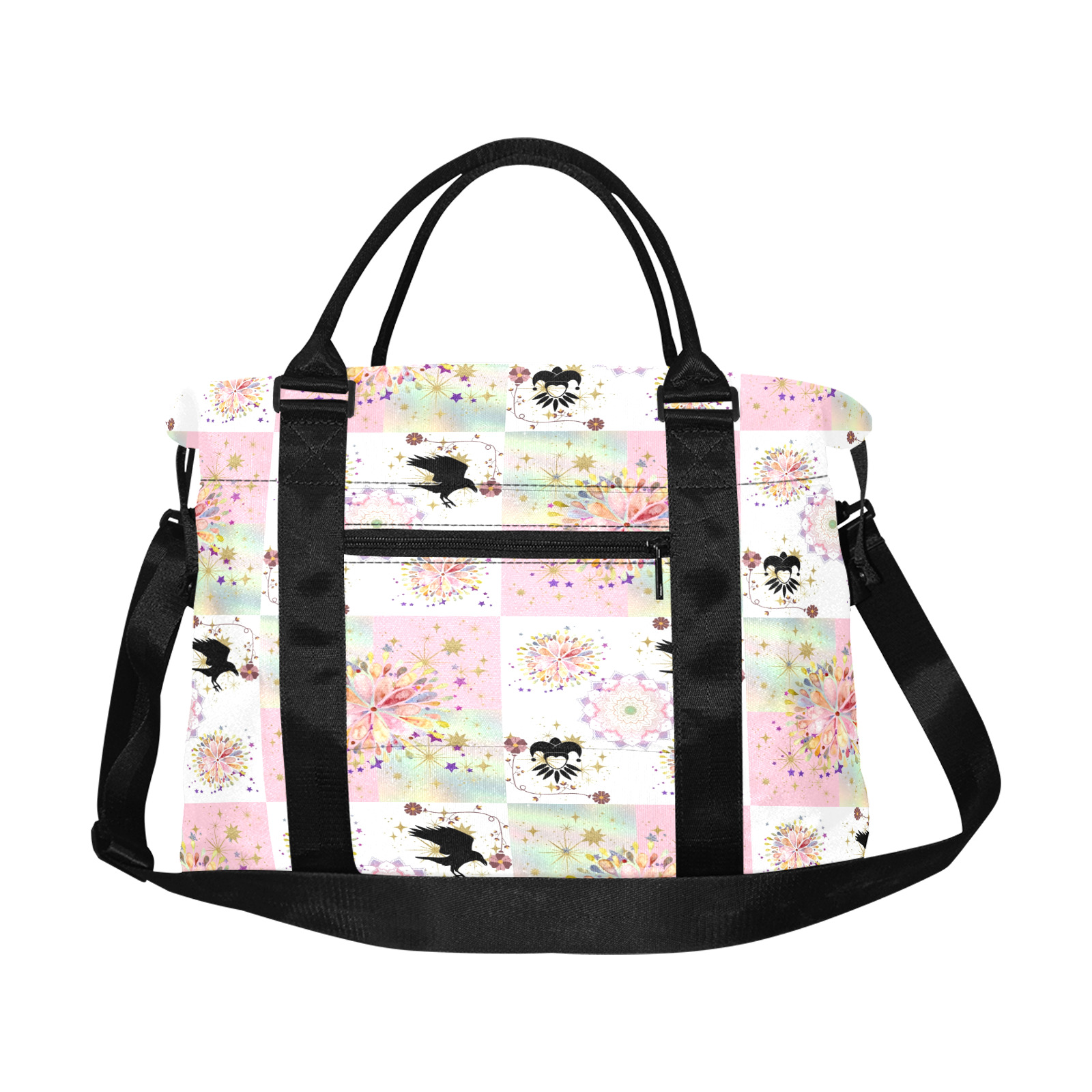 Secret Garden With Harlequin and Crow Patch Artwork Large Capacity Duffle Bag (Model 1715)