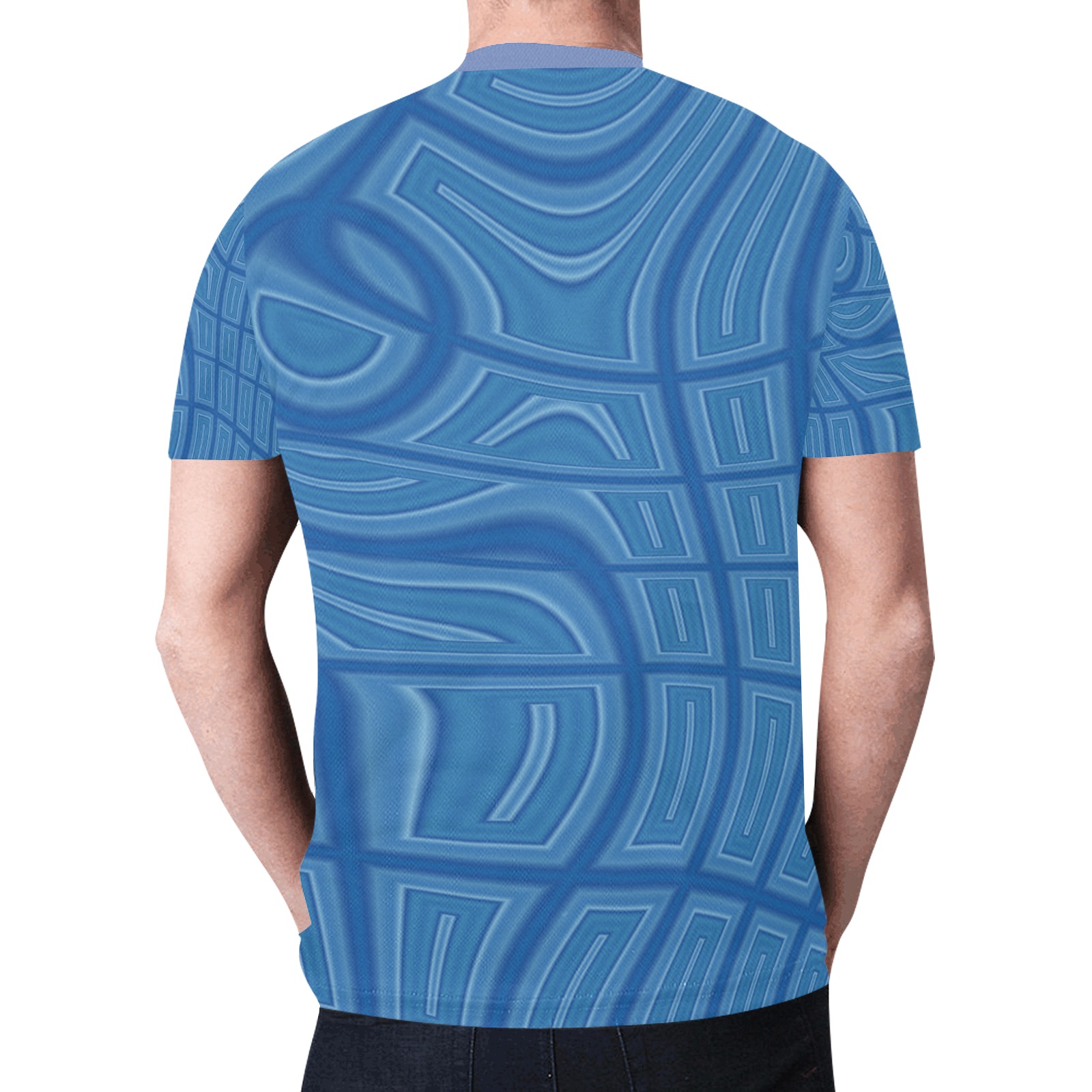 Blue Distorted Shapes Abstract New All Over Print T-shirt for Men (Model T45)