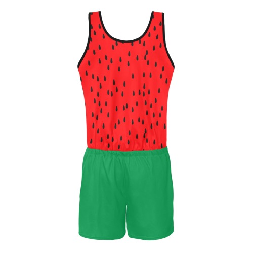 Watermelon All Over Print Vest Short Jumpsuit