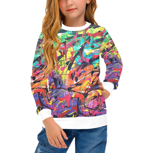 Chaos Girls' All Over Print Crew Neck Sweater (Model H49)
