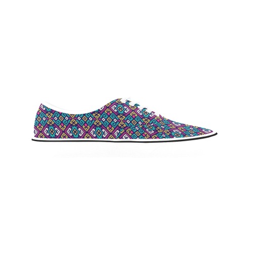 Abstract Pattern Colorful Classic Women's Canvas Low Top Shoes (Model E001-4)