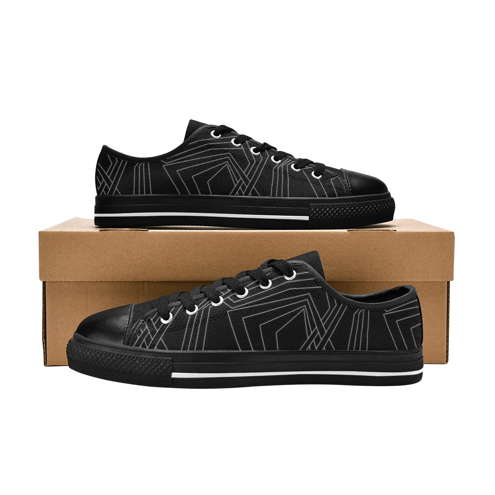 Black / White 8989 Men's Classic Canvas Shoes (Model 018)