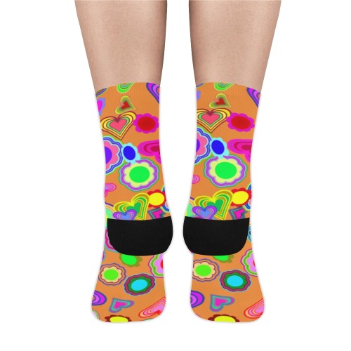 Groovy Hearts and Flowers Orange Trouser Socks (For Men)