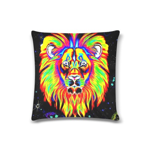 The Lion Dark Rainbow Custom Zippered Pillow Case 16"x16"(Twin Sides)