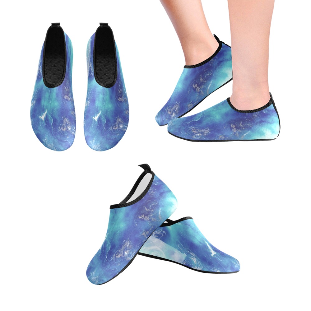 Encre Bleu Photo Women's Slip-On Water Shoes (Model 056)