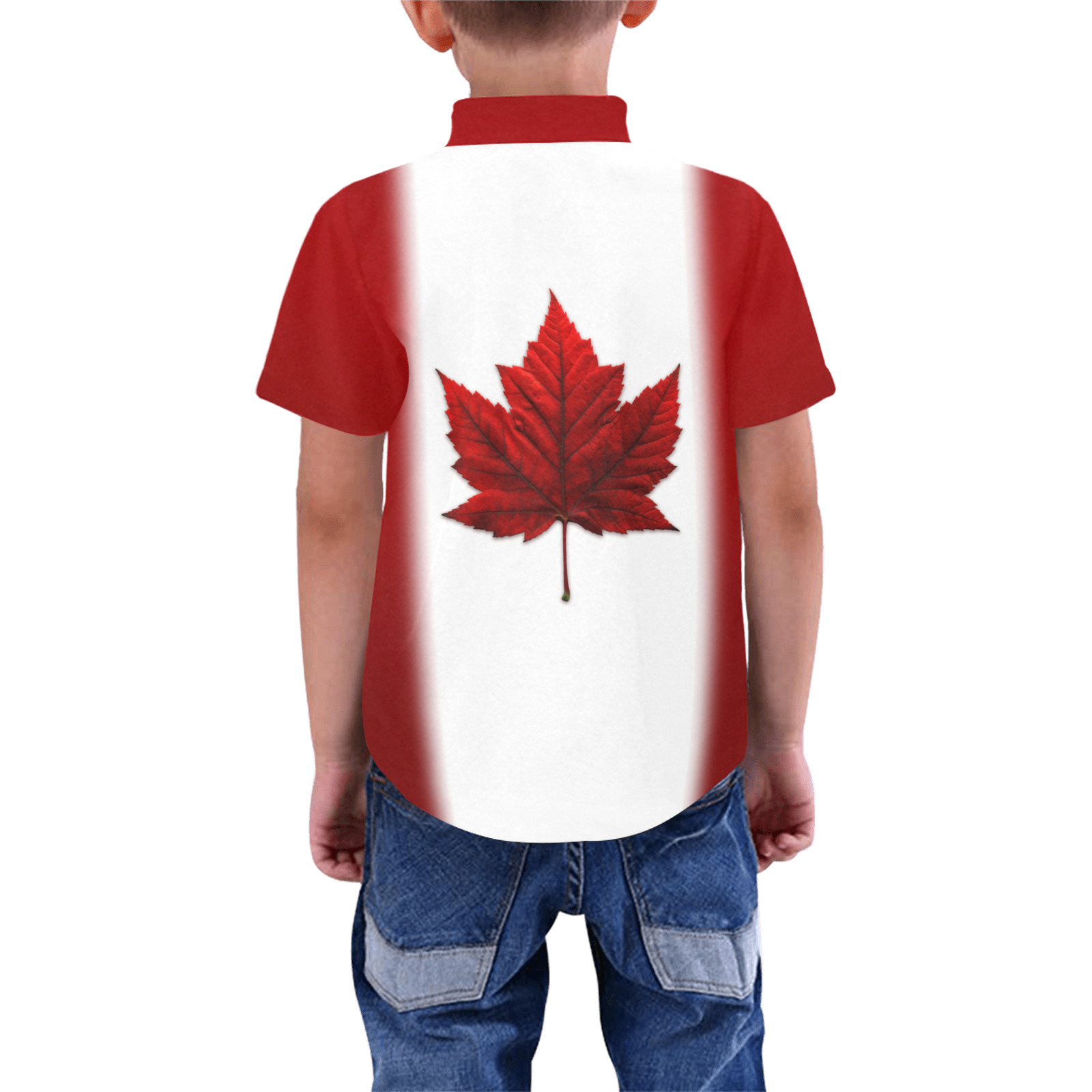Kid's Canada Flag Buttondown Shirts Boys' All Over Print Short Sleeve Shirt (Model T59)