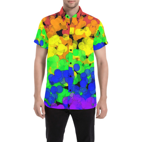 Gay Pride Bokeh Men's All Over Print Short Sleeve Shirt (Model T53)