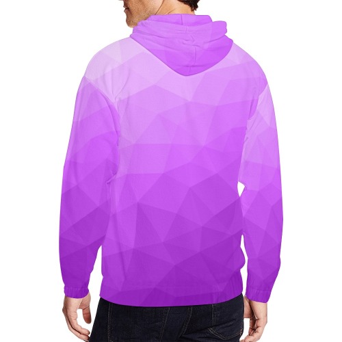 Purple gradient geometric mesh pattern All Over Print Full Zip Hoodie for Men (Model H14)