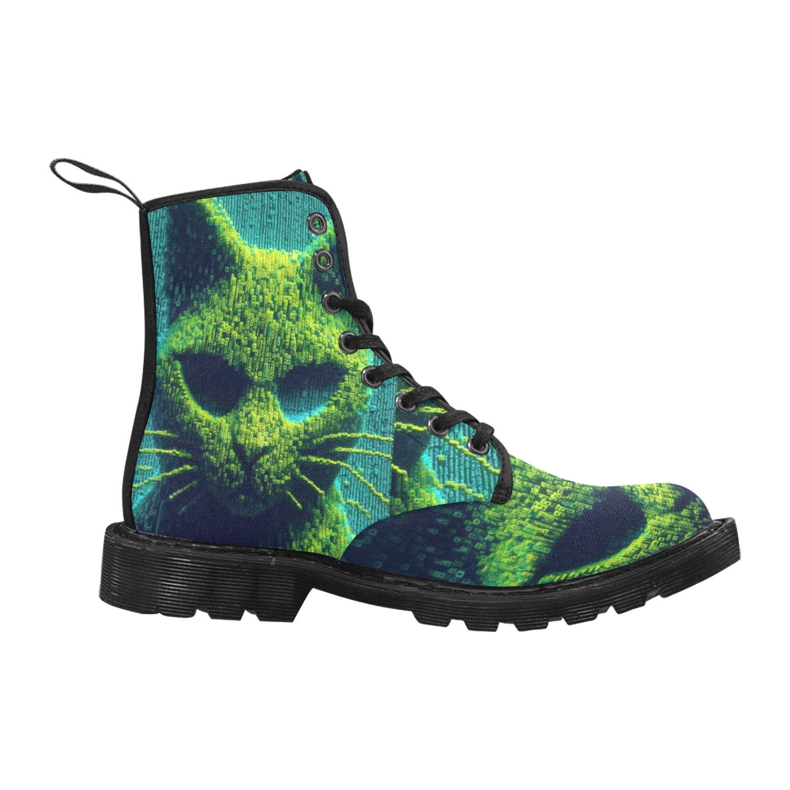 3D cat Martin Boots for Women (Black) (Model 1203H)