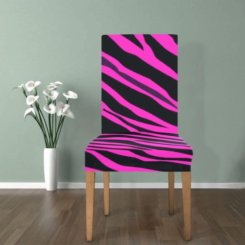 Hot Pink Zebra Stripes Removable Dining Chair Cover