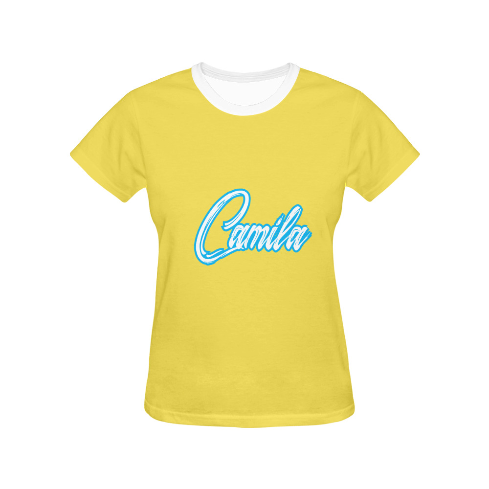Yellow All Over Print T-Shirt for Women (USA Size) (Model T40)