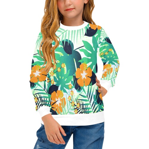 GROOVY FUNK THING FLORAL Girls' All Over Print Crew Neck Sweater (Model H49)