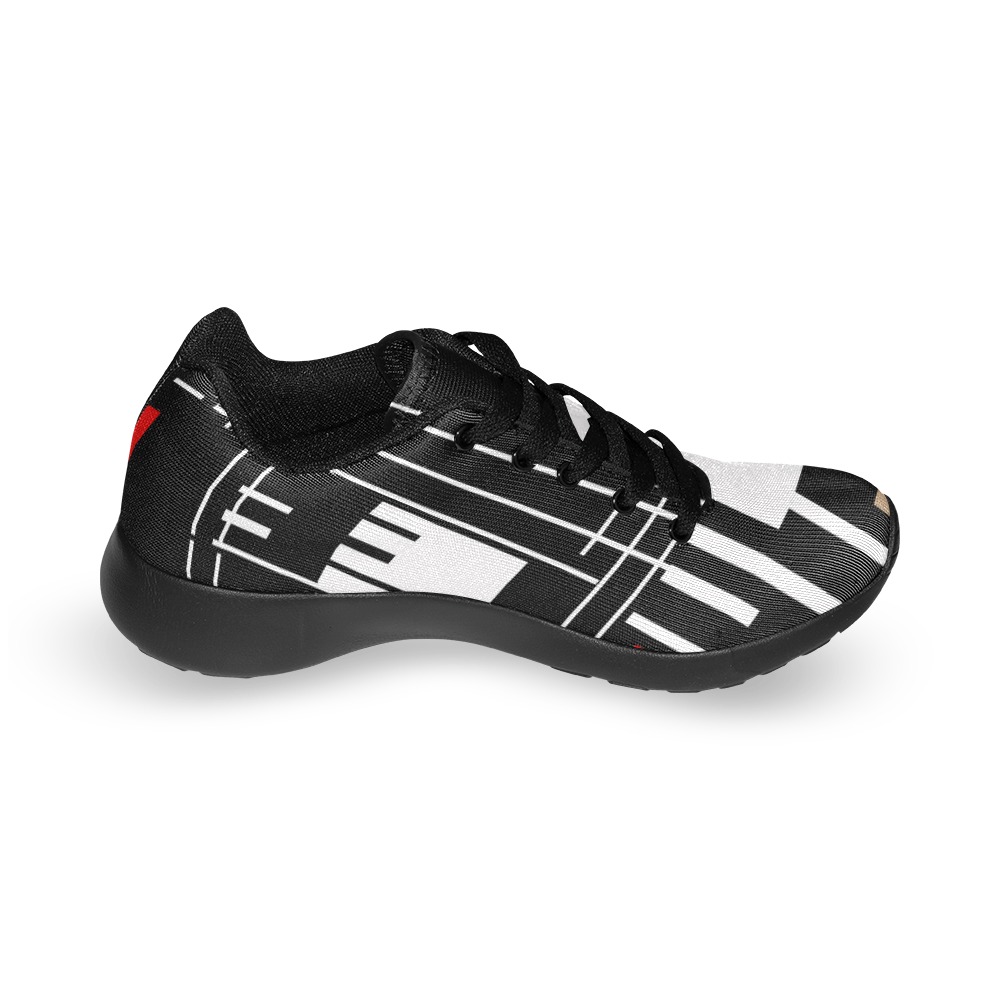 Black Red Stripe Athletic Sneakers Men’s Running Shoes (Model 020)
