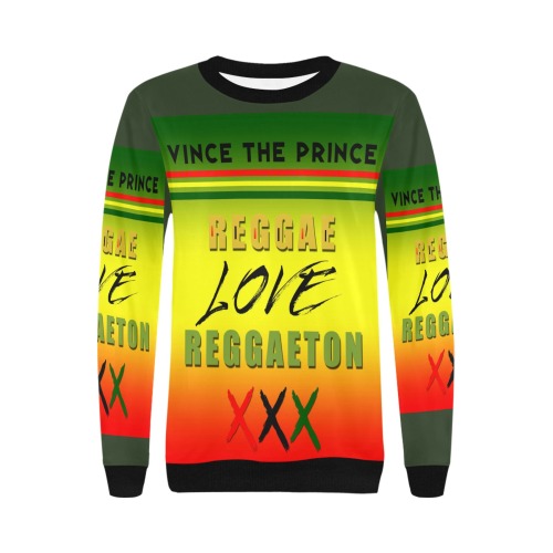 VTP Reggae Love Reggaeton 12 Women's Rib Cuff Crew Neck Sweatshirt (Model H34)