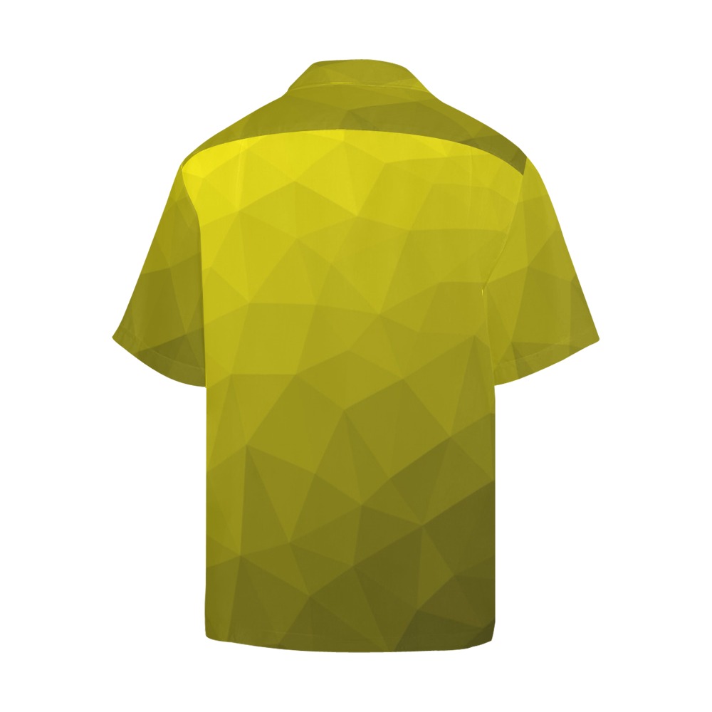 Yellow gradient geometric mesh pattern Hawaiian Shirt (Model T58)