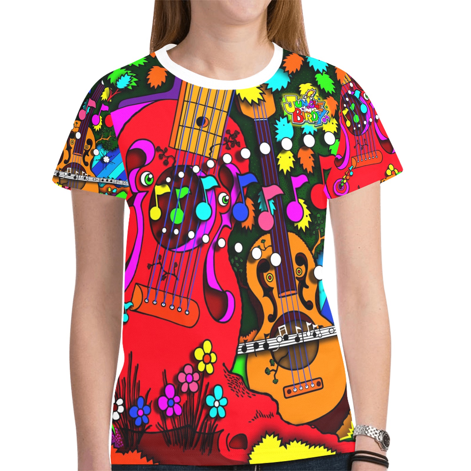 ITEM 11 _ GUITAR TREE FOREST - T-SHIRT New All Over Print T-shirt for Women (Model T45)
