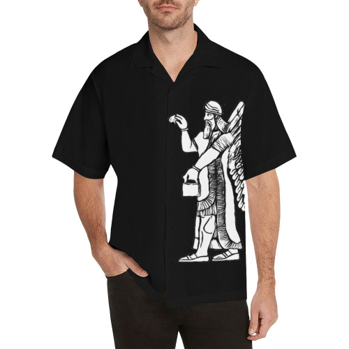Anunnaki Black and white Hawaiian Shirt (Model T58)
