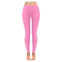 Solid Pink Women's Low Rise Leggings (Invisible Stitch) (Model L05)