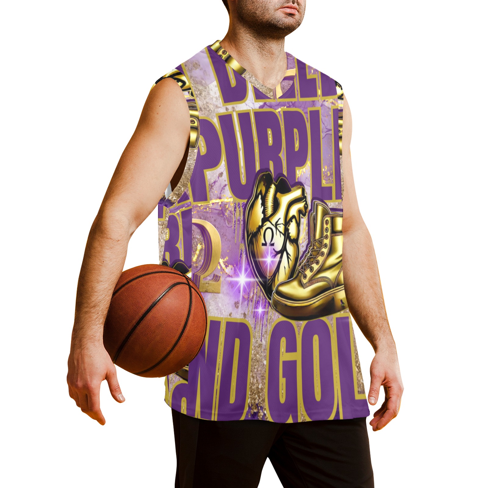 I BLEED Purple tank Men's V-Neck Basketball Jersey (B02)