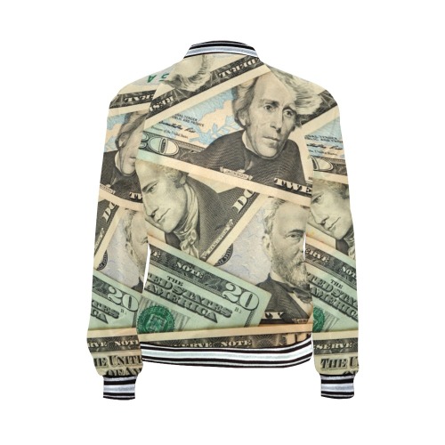 US PAPER CURRENCY All Over Print Bomber Jacket for Women (Model H21)