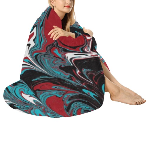 Dark Wave of Colors Circular Ultra-Soft Micro Fleece Blanket 47"