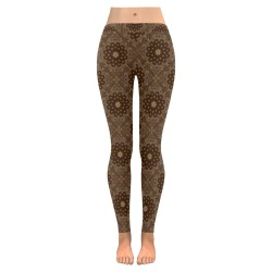 Bandanna Pattern Brown Women's Low Rise Leggings (Invisible Stitch) (Model L05)