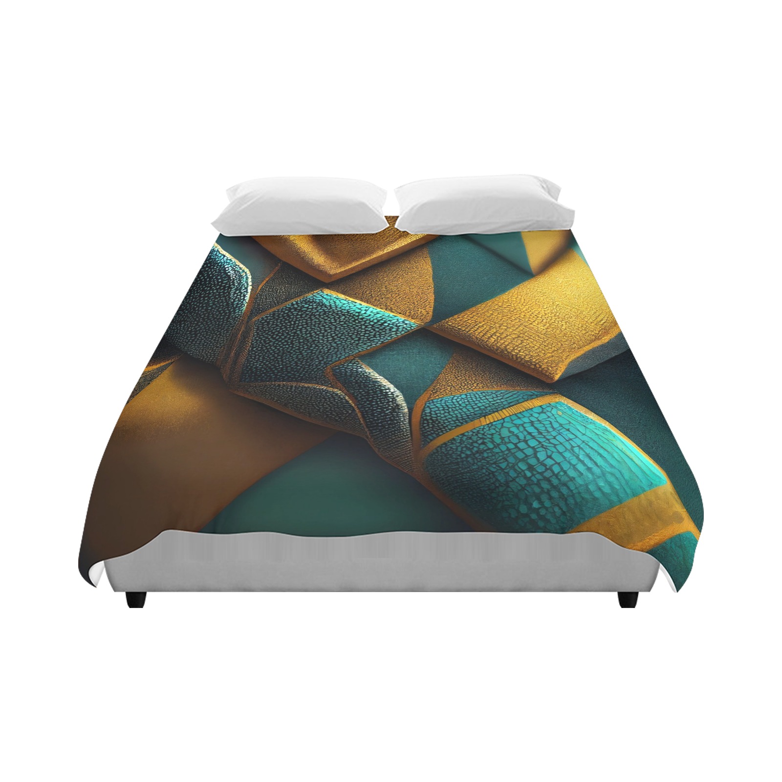turquoise and gold abstract pattern Duvet Cover 86"x70" ( All-over-print)