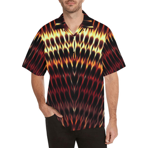 Modern Digital Hippie Tie-Dye Hawaiian Shirt with Merged Design (Model T58)