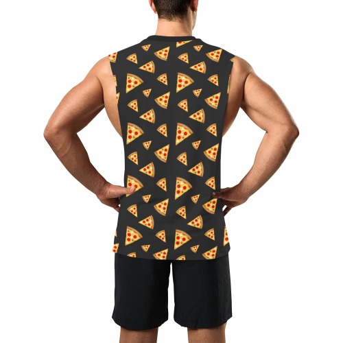 Cool and fun pizza slices dark gray pattern Men's Open Sides Workout Tank Top (Model T72)