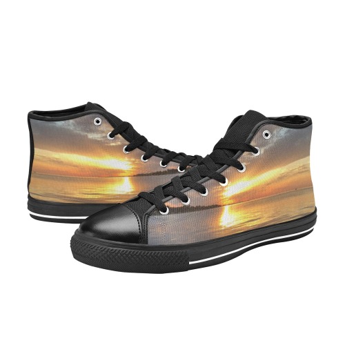 Pier Sunset Collection Women's Classic High Top Canvas Shoes (Model 017)