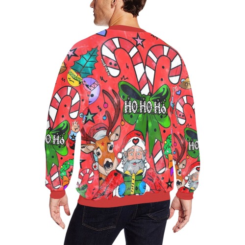 Hohoho Christmas by Nico Bielow All Over Print Crewneck Sweatshirt for Men (Model H18)