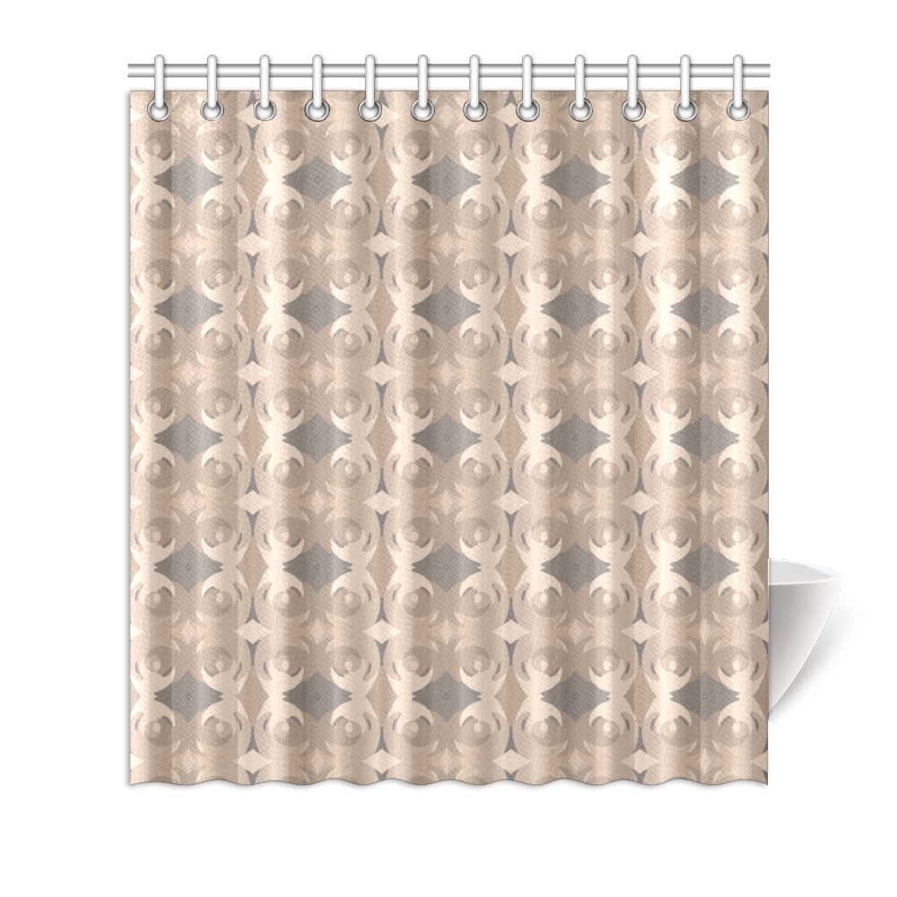 Beige Taupe Swirl Pattern Shower Curtain 66"x72"