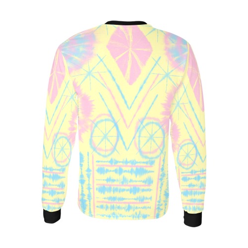 Tie Dye Effect on Yellow Kids' All Over Print Long Sleeve T-shirt (Model T51)