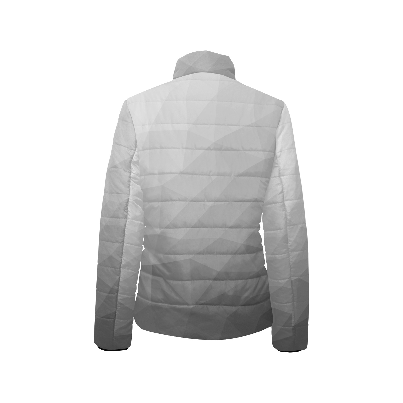 Grey Gradient Geometric Mesh Pattern Women's Stand Collar Padded Jacket (Model H41)